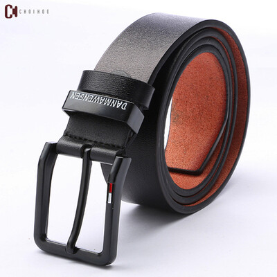 

Leather mens belt new casual business belt leather youth English letters black pin buckle belt