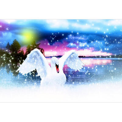 

5D DIY Full Round Diamond Painting White Swan Cross Stitch Embroidery Kit
