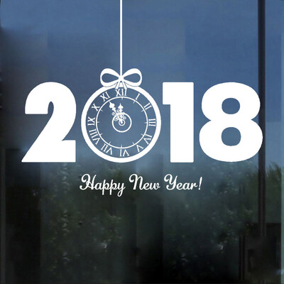 

Gobestart 2018 Happy New Year Merry Christmas Wall Sticker Home Shop Windows Decals Decor