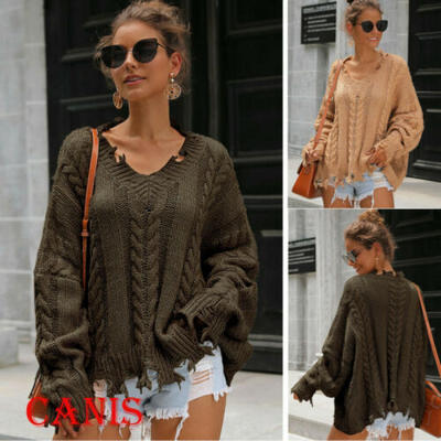 

UK Women Loose Knitted Batwing Sleeve Jumper Sweater Ladies Casual Knitwear Tops