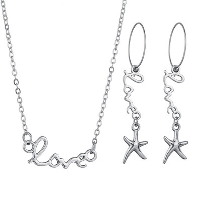 

Vintage Earrings Necklace Set Lady Personality Charm Fashion Jewelry Set Silver Moon Star Owl Necklace Punk Mens Jewelry