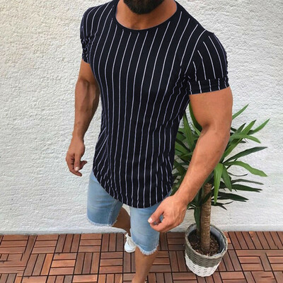 

Men Slim Fit O Neck Short Sleeve Muscle Tee Shirts Casual T-shirt Tops Blouse