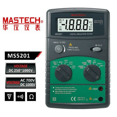 

MasTech MS5201 Digital Insulation Resistance Tester Megger Megometro Mega Ohm Sound&Light Alarm Genuine
