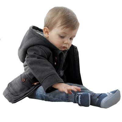 

Boy Claw Button Zipper Jacket Coat Grey 80