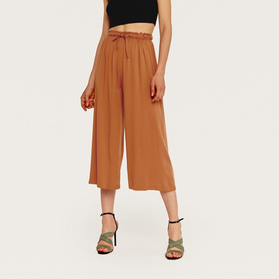

Tailored Womens Pants Trouser Slim Casual Cropped Paper Bag Waist Pants Without Pockets