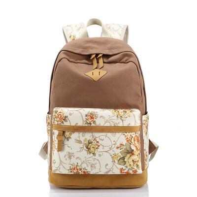 

2017 Fashion Flowers Canvas Bag Backpack School for Teenager Girl Brand Laptop Bag Printing Backpack Women Backpack