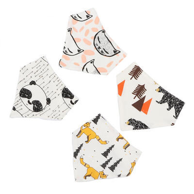

Greensen 4Pcs Cotton Bend Bibs Newborn Baby Toddler Bib Burp Cloth Soft Snap Bib
