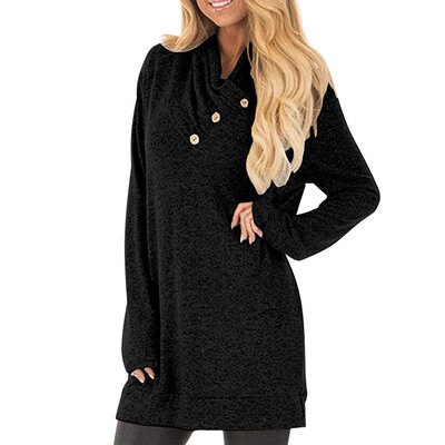 

Starmoon Womens Long Sleeve Pullover Sweatshirt Button Cowl Neck Casual Tunic Tops