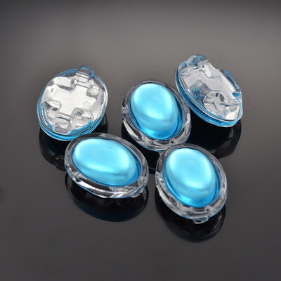 

Sew on Taiwan Acrylic Garment Accessories Oval DeepSkyBlue 13x11x7mm Hole 1mm