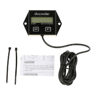 

Docooler Digital Engine Tach Tachometer Hour Meter Gauge Resettable Inductive for Racing Motorcycle