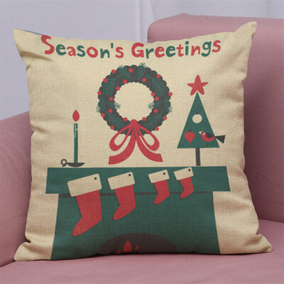 

Gobestart New Christmas Cotton Linen Pillow Case Sofa Cushion Cover Home Decor