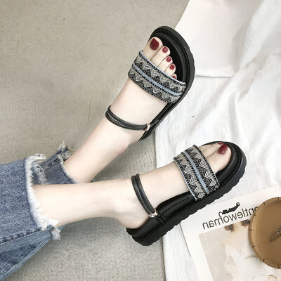 

Sandals Women Xia Han version of the student sports flat bottom Hong Kong style two wearing sandals&slippers casual shoes