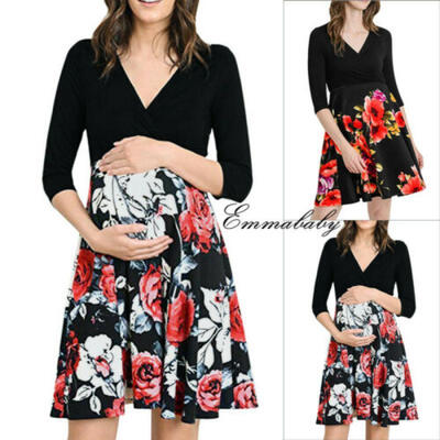 

Pregnant Women Nursing Maxi Dress Breastfeeding Summer Casual Maternity Sundress