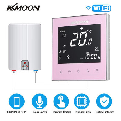 

KKmoon Digital WaterGas Boiler Heating Thermostat with WiFi Connection & Voice Control Energy Saving AC 95-240V 5A Touchscreen LC