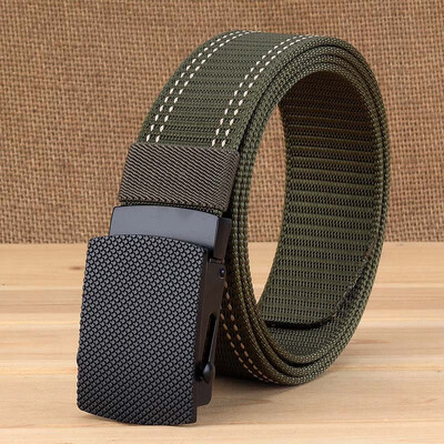 

Trend New Unisex belt Solid Color quality Nylon Smooth Buckle Men belt casual alloy buckle cowboy pants wild Women belt