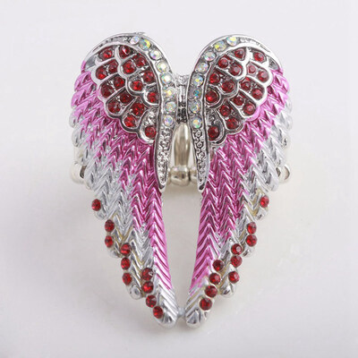 

Fashion Women Men Angel Wings Couple Ring Punk Biker Ring Jewelry Antique Silver Gold Plated Vintage Rhinestone