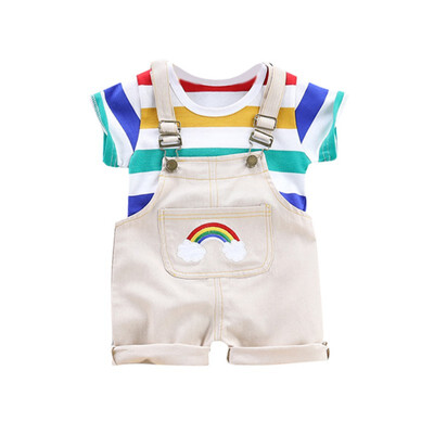 

Baby Boys Girls Casual Clothes Sets 2019 Summer Newborn Infant Boy Clothes Tops T-shirtSuspender Pants 2Pcs Kids Girls Outfits