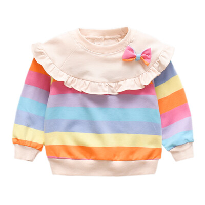 

Autumn Kids Baby Girl Striped Sweatshirts With Bowknot Casual Toddler Blouse Long Sleeve Outerwear
