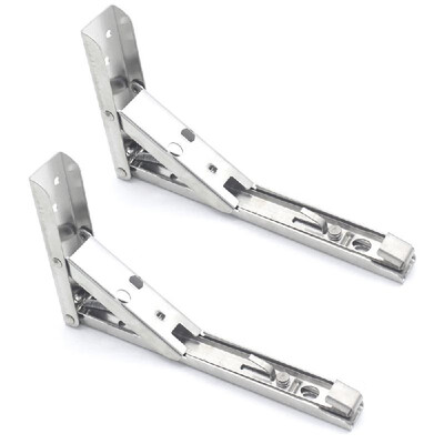

2Pcs Spring Design Wall Mount Stainless Steel Folding Triangle Brackets Wall Shelf Bench Table Bracket