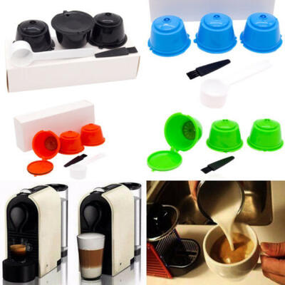 

3x Refillable Coffee Capsule Cup For Dolce Gusto Nescafe Reusable Filter Set Pod