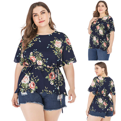 

Roseonmyhand Womens Plus Size Fashion Print Short Sleeve O-Neck Tops Shirt