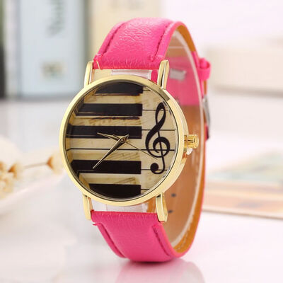 

Creative personality notes leather gold watch couple student leisure sports quartz watch