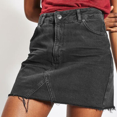 

Roseonmyhand Womens High Waist Casual A-Line Denim Distressed Bodycon Short Jean Skirt