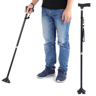 

Greensen Height Adjustable Aluminum Alloy Cane with T Handle 4-pronged Pivot Base for All Terrain Grip