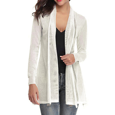 

Toponeto Womens Casual Sexy Long Sleeve Open Front Patchwork Cardigan Sweater Coat BKL