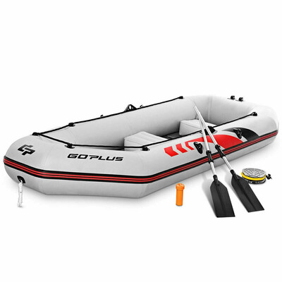 

3-4 Persons Inflatable Fishing Boat With Oars&Air Pump-Gray
