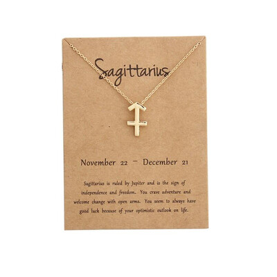 

12 Constellation Zodiac Sign Pendant Necklace Gold Short Chain Choker Leo Libra Necklaces for Womens Girl Jewelry Birthday Gift
