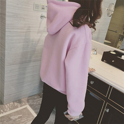 

Girls Women Spring Autumn Casual Pullovers Hoodies Sweatshirt Ladies Loose Solid color pocket Hoodies Tops