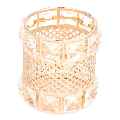 

Metal Crystal Makeup Brush Storage Tube Eyebrow Cosmetic Pens Organizer Box
