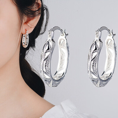 

Casual Women Carved Hollow U-Shape Circle Hoop Huggies Earrings Jewelry Gift