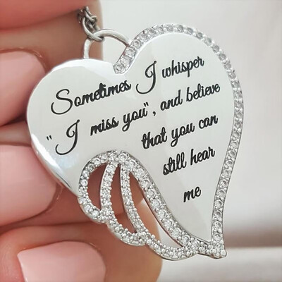 

925 Sterling Silver Wings Rhinestone Necklace Commemorative Necklace Mourning Necklace Fashion Accessories Lover Gift