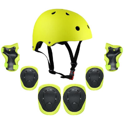 

Kids 7 in 1 Helmet&Pads Set Adjustable Kids Knee Pads Elbow Pads Wrist Guards for Scooter Skateboard Roller Skating Cycling
