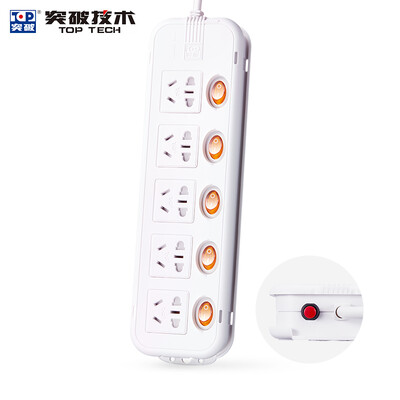 

Breakthrough TOP New national standard sub-control 5 anti-overload tow board white 3 m T5K5 3m socket patch panel strip