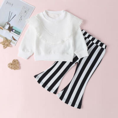 

2PCS Toddler Kids Baby Girl Winter Clothes Ruffle T-Shirt TopsPants Outfits Set
