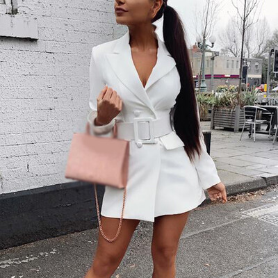 

Womens Sexy Long Sleeve Blazer Suit Lapel Collar Jacket Office Formal Solid Coat