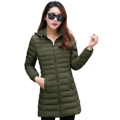

Winter Women Ultra Light Down Jacket Hooded Warm Slim Fit Coat Zipper Parka