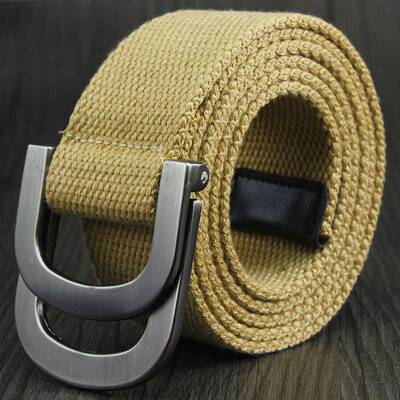 

Men&Women weaving Canvas belt fashion high quality Alloy Double ring buckle Men belt outdoor casual cowboy pants belt