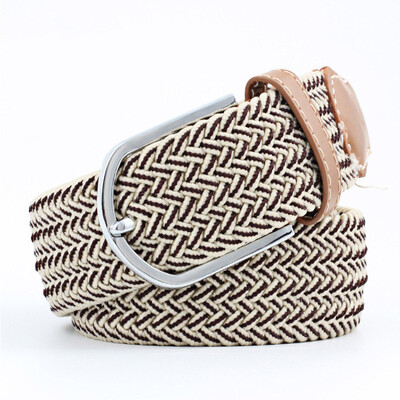 

High quality Unisex belt Patchwork color Canvas Pin Buckle Women belt casual stretch weaving Canvas Men&Women belt