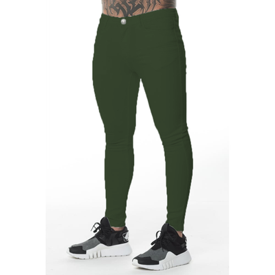 

Mens Casual Natural Cotton Elastic Waist Straight Skinny Silm Long Pencil Pants