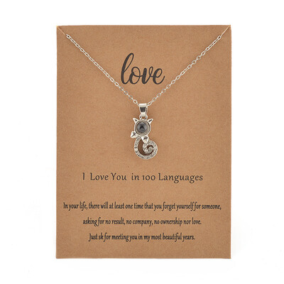 

With Card Cat 100 Language I love You Necklace For Women Wedding Letter Necklace Jewelry Drop Shipping