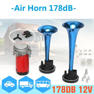 

DC12V 178DB Super Loud Dual Trumpet Air Horn Compressor Kit Car Truck Boat Train