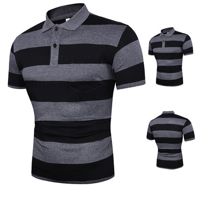 

Toponeto Mens Summer Slim Fit Turn-down Collar Shirt Short Sleeve Pocket Top Blouse