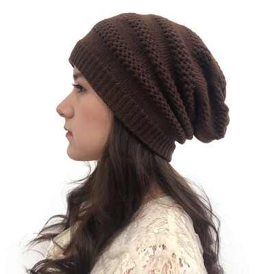 

Tailored Women Fashion Outdoor Solid Splice Hats Hollow Crochet Knit Holey Beanie Cap