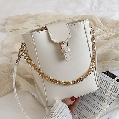 

French minority air texture bag 2019 new tide 100 chain slanted single shoulder bucket bag