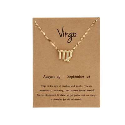 

12 Constellation Pendant Necklace Zodiac Sign Necklace Birthday Gifts Message Card for Women Girl