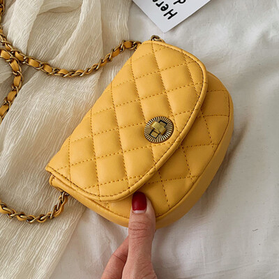 

Women 2019 new fashion Korean Ling lattice chain bag simple temperament single shoulder diagonal womens bag